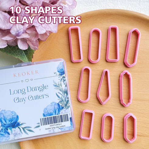 Keoker Long dangle Shape Polymer Clay Cutters, Long Rectangle Clay Earrings Cutters, Basic Clay Cutters (10PCS ALL)...