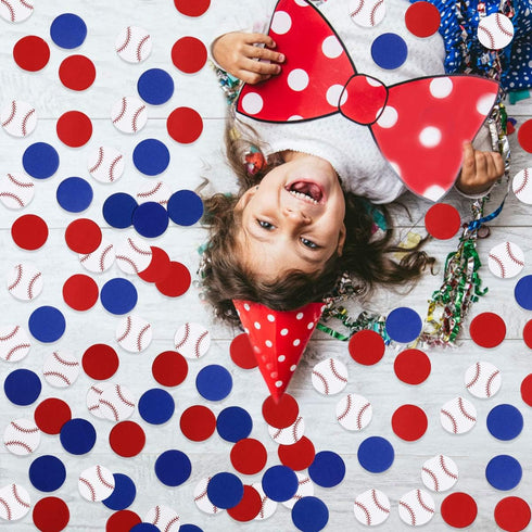 Red&Blue&White 100Pcs Baseball Confetti Baseball Party Table Confetti, Baseball Table Decorations for Baseball Theme Baby Shower Birthday Party Su...