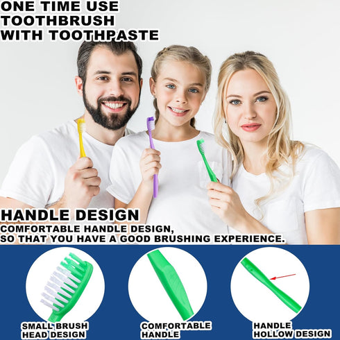 20 pcs Disposable Toothbrushes with Toothpaste,Single Use Toothbrush with 10g Toothpaste Individually Wrapped Disposable Travel Toothbrush Kit Bul...