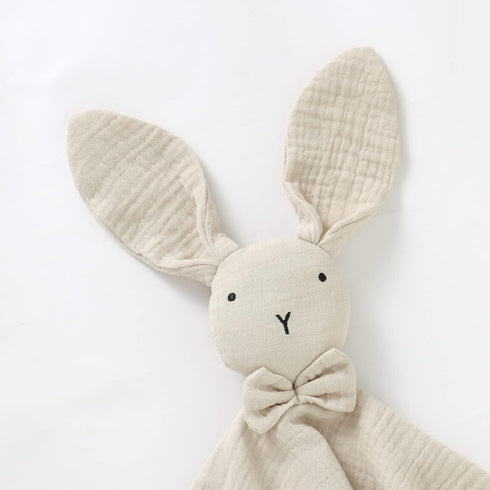 Baby Lovey Muslin Security Blankets Cotton Khaki Bunny Babies Lovie Soft & Breathable Infants Gift for Boy Girls,15 * 15 Inch...