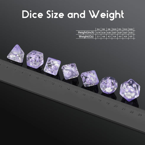 Mushroom Resin Dice Set D&D, DNDND 7PCS D&D Dice Set with Gift Velvet Bag for Dungeons and Dragons Role Playing Games and Tabletop Games?Purple Mu...