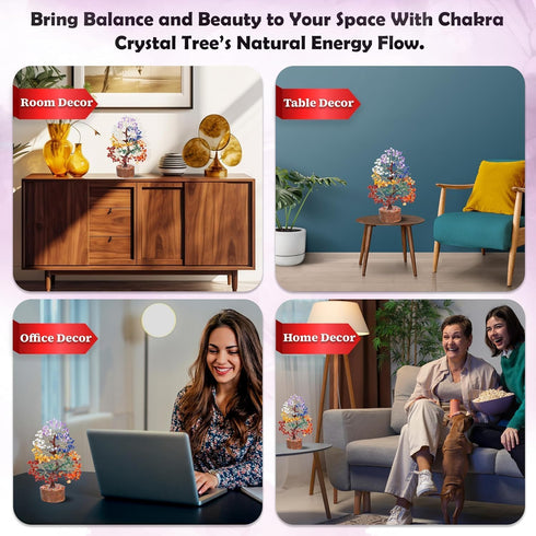 Seven Chakra Crystal Tree Birthday Gifts for Women, Healing Crystal Tree of Life Sister Birthday Gifts Room & Home Decor Gift for Mom Her Positive...