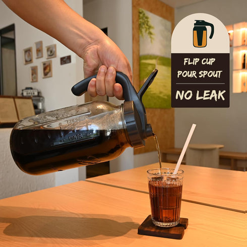Cold Brew Coffee Maker Filter For 64oz/2Quart Wide Mouth Mason Jars 304 Stainless Steel Mesh Filter with Silicone Seals to Make Iced Coffee & Sun ...