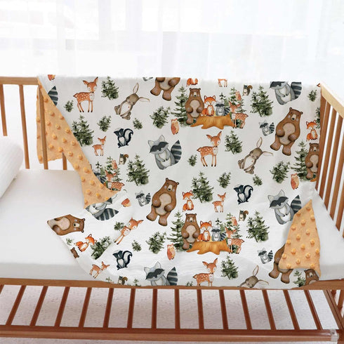 Woodland Baby Blankets for Unisex Boys Girls, Soft Nursery Minky Blankets with Double Layer Dotted Backing, Toddler Baby Crib Stroller Swaddle Sho...