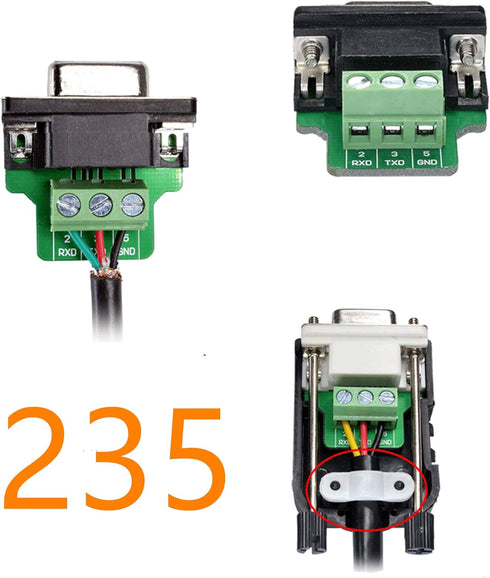 Oiyagai 2 Pcs DB9-G3 9Pins Male Adapter to Screw Connector RS232 Serial to RXD TXD GND 235 Terminal Signal Module with Case...
