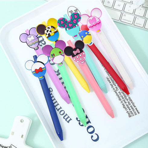 12 Pcs Cute Mouse Head Character Ears Pens Multi Color Pencil Nootbook Signature Office Desk Stationary Accessories Gifts for Student Teacher Scho...