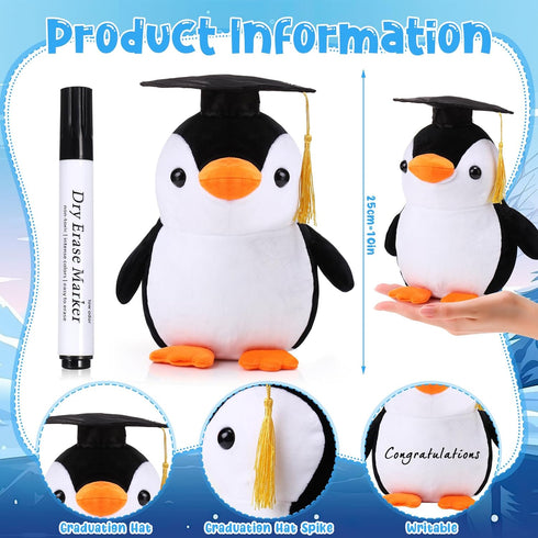 Graduation Autograph Stuffed Animal 2024 Smooth Fabric Stuffed Toy with Congrats Grad Plush Autograph Stuffed Animal with Black Marking Pen for Gr...