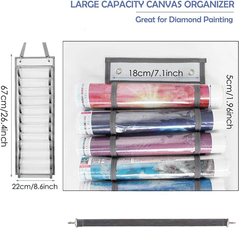 Chemlliy Vinyl Roll Holder 12 Compartments Vinyl Storage Organizer Hanging Vinyl Storage Rack Craft Vinyl Roll Organizer Wall Mount...