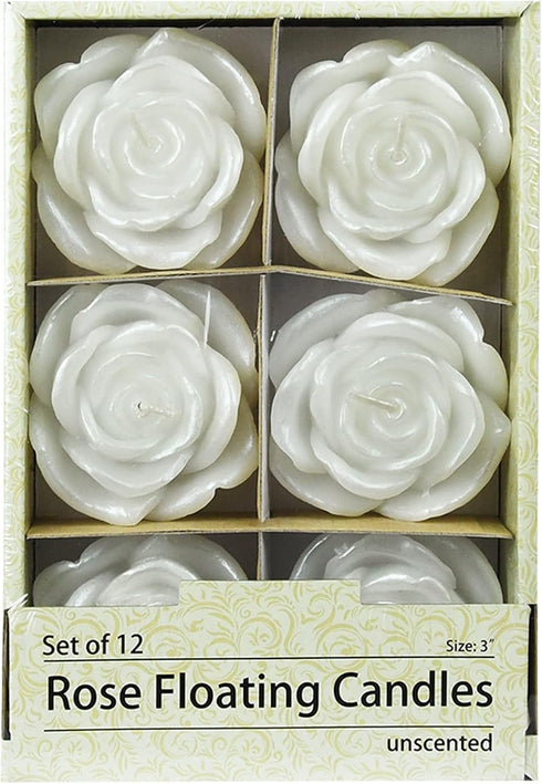 Zest Candle 12-Piece Floating Candles, 3-Inch, White Rose...
