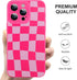 ZIYE for iPhone 14 Pro Max Case Hot Pink Grids Plaid Checkerboard Pattern Phone Case with Camera Protection,Soft TPU Silicone Rubber Protective Co...