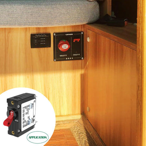 A Series Red Toggle AC/DC Single Pole 35A Boat Magnetic Circuit Breaker - 35Amp Protects Low Power Devices for Yachts, Motorhomes, Campers and Car...