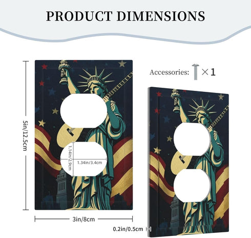 Statue of Liberty Holding Guitar Light Switch Cover 1 Gang Outlet Plate Single Duplex Wall Plate Covers Decorative Switchplate Covers Electrical F...
