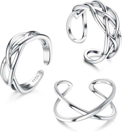 Florideco 3Pcs S925 Sterling Silver Toe Rings for Women Open Toe Rings Comfort-Fit Adjustable Toe Rings Celtic Knot Turquoise Finger Foot Jewelry ...