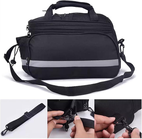 Oversized Rear Bike Rack Bag with Rain Sleeves, 27L Multi-Compartment Mountain Bike Saddle Bag with Reflective Tape, Waterproof Bike Trunk Storage...