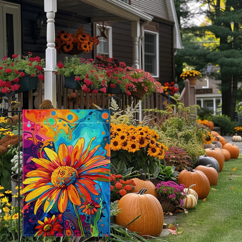 Fall Sunflower Garden Flag, Welcome Summer Garden Flag, 12x18 Inch Double Sided Burlap, Thanksgiving Yard Lawn Flag, Outdoor Patio House Decor...
