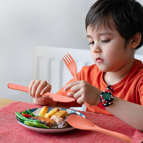 Reusable Travel Utensils with Case, Wheat Straw Portable Plastic Fork Spoons Knife Tableware, Eco-Friendly BPA Free Camping Cutlery for Lunch Box ...