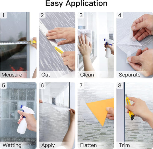 DOWELL Window Privacy Film, Frosted Glass Window Film, Non Adhesive Decorative Static Cling, Opaque Door Vinyl, UV Blocking Glass Sticker Covering...
