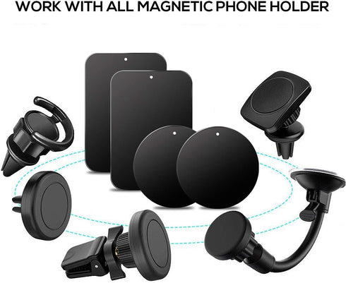 Metal Plate for Magnetic Phone Mount - 4 Packs Universal Ultra Thin Black Metal Disc w/Strong 3M Adhesive Sticker - Replacement Accessory Kit - 2 ...