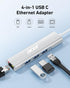 Acer USB C to Ethernet Adapter, 4-in-1 USB C Hub with 3 USB A 3.1 & 1Gbps RJ45 Network, USB C to LAN Adapter for MacBook Pro Air, Surface, Chromeb...