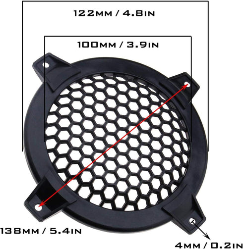 SING F LTD 4 Inch Car Speaker Grill Cover Guard Protector Plastic Mesh Protective Case Black Circle Subwoofer Net Covers Pack of 4...