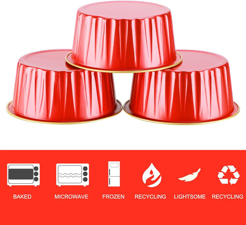 EUSOAR Dessert Cups with Lids, 30pcs 5oz Disposable Aluminum Tin Foil Ramekins Cupcake Baking Cups Containers Wrappers with Lids, Mini Aluminum Ch...