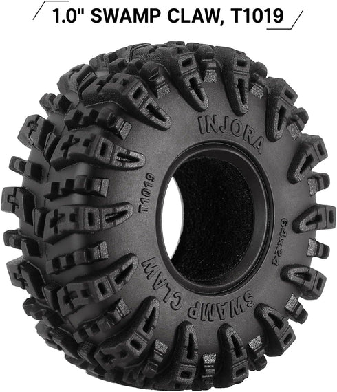 INJORA 1.0 Tires - S5 Swamp Claw Mud Terrain Tires for TRX4M AX24 SCX24 FCX24 1/18 1/24 RC Crawler Car,64 * 24mm,T1019...