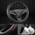GIANT PANDA Steering Wheel Cover for Chevy Silverado - Car Steering Wheel Cover for Chevrolet Colorado Tahoe -Black+Red Trim...