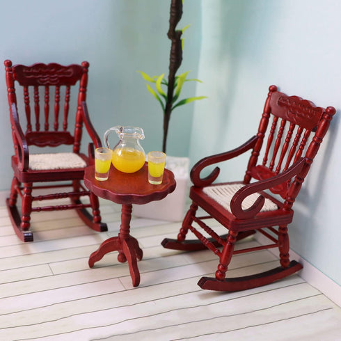Miniature Dollhouse End Table 1:12 Scale Wooden Furniture Round Side Tea Table Model for Dollhouse Living Room Scene Decoration Gift (Brown)...