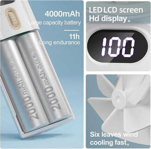 Portable Handheld Fan, Speed(1-100) Adjustable Turbo Mini Portable Fan, 4000mAh Battery Rechargeable Small Handheld Fan, Personal Mini Fan with Di...