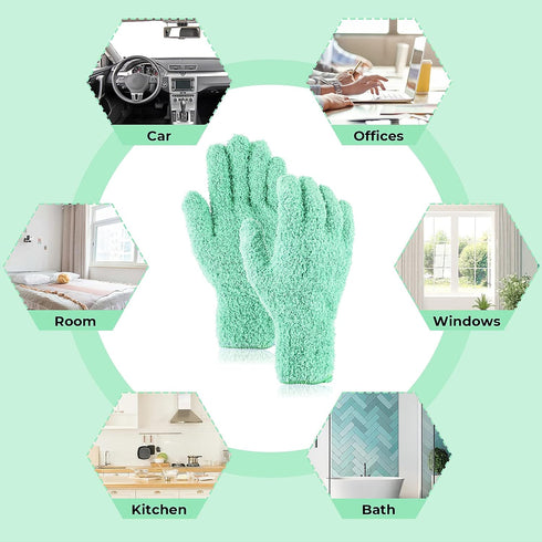 1 Pair Microfiber Dusting Gloves, Reusable Washable Cleaning Gloves Mittens for Plants House Cleaning Car Blinds Lamps and Small Hard to Reach Cor...