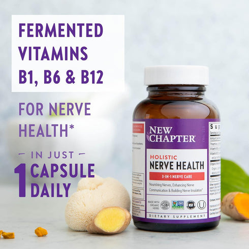 New Chapter Nerve Health Supplement for 3-in-1 Nerve Support from Head to Toe—Vitamin B1 Generates Energy for Nerves,Vitamin B6 Enhances Nerve Com...