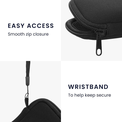 kwmobile Neoprene Case Compatible with in-Ear Headphones - 2.3 x 3.5 inches (6 x 9 cm) Case with Zip - Black...