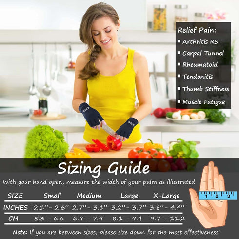 2 Pairs Compression Gloves for Women and Men, Fingerless Copper Arthritis Gloves for Rheumatoid Arthritis Osteoarthritis Carpal Tunnel, Hand Pain ...