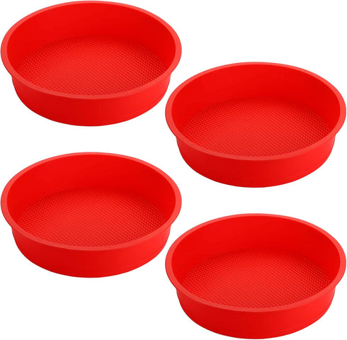 Bekith 4 Pack 9" Round Silicone Cake Pans - Silicone Molds for Baking, Quick Release Baking Pans for Layer Cake, Cheese Cake, Rainbow Cake and Chi...