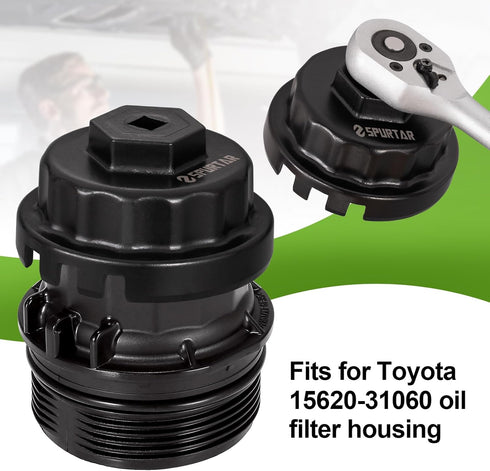 Spurtar Oil Filter Wrench for Toyota Oil Filter Tool Oil Filter Cap Wrench Removal Tool 64mm for Lexus, Camry, 4 Runner, Tundra 2.5-5.7L Engine...