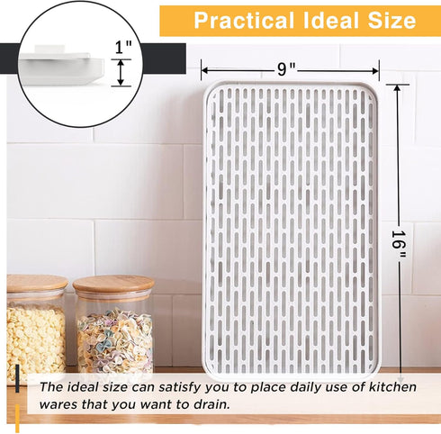 SOSMAR Dish Drain Board, 16' x 9', 1.3L Large Water Storage Capacity, Coffee Tea Tray, Fruit, Bathroom Accessories Holder...