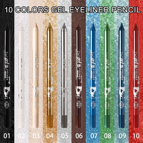 evpct 1Pcs Silver Color Gel Glitter Eyeliner Pencils Set for Women Waterline Waterproof Smudge Proof lapiz de ojos delineador de ojos contra el ag...