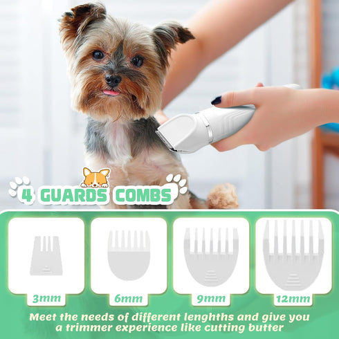 4 in 1 Dog Grooming Kit, Cordless Dog Clippers for Grooming, Low Noise Paw Trimmer Electric, Cat Hair Clippers Kit with Nail Grinder,Rechargeable ...