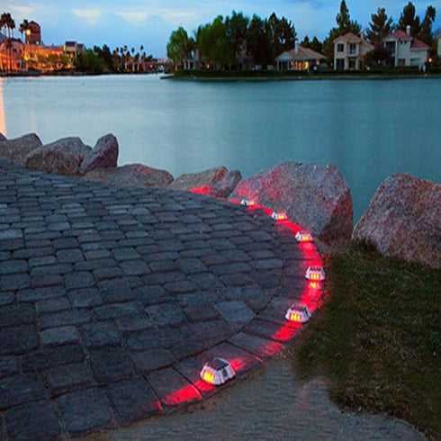 JIGUOOR Solar Deck Lights LED Driveway Lights Solar Powered Dock Light Outdoor IP68 Waterproof Road Markers for Step Sidewalk Stair Boat Garden Gr...
