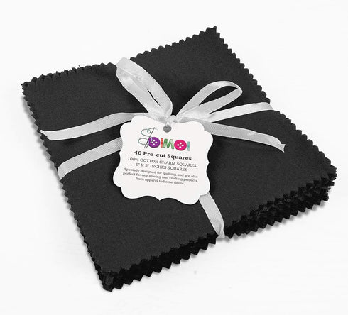 Soimoi Solid Black Precut 5 inch Cotton Fabric Quilting Squares Charm Pack DIY Patchwork Sewing Craft...
