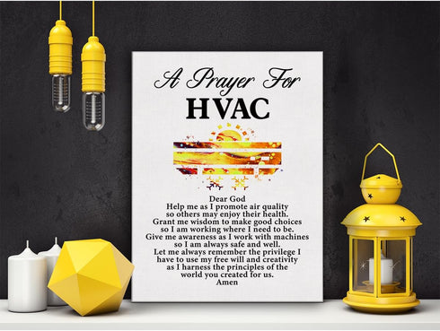 a HVAC's Prayer Quote Poster Canvas Wall Art for Office Home Decor - Heating Ventilation Air Conditioning Canvas Print Wall Art Painting Ready to ...