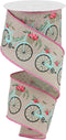 Expressions, 2.5" Bicycle on Royal Ribbon: Natural (10 Yards) Floral Bicycle Ribbon RGA164018...