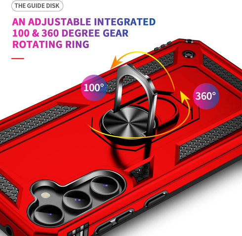 Phone Case for Samsung Galaxy S23 FE 5G Case with Ring Stand Magnetic Kickstand Cases Cover for Samsung Galaxy S23 S 23 FE S23FE 23FE Red...