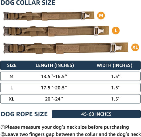 Tactical Dog Collar, Adjustable Military Training Nylon Dog Collar with Control Handle, Heavy Duty Metal Buckle for Medium and Large Dogs(XL 20-24...