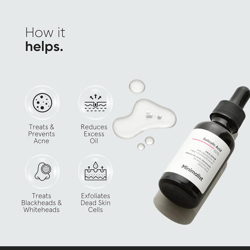 Minimalist 2% Salicylic Acid Serum For Acne, Blackhead & Open Pores | Reduces Excess Oil & Bumpy Texture | BHA Liquid Exfoliant for Acne Prone & O...