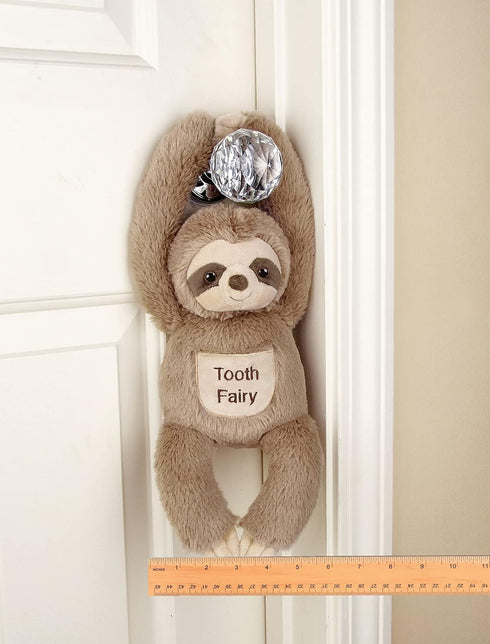 Bearington 12 inch Tooth Fairy Door Hanger Stuffed Animal, Lil' Sammy Sloth Tooth Holder, Tooth Fairy Doll with Tooth Pocket Pouch...