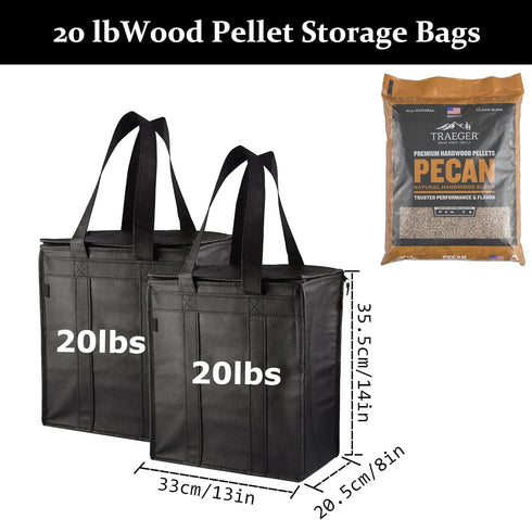 20LBs Black Wood Pellet Storage Containers for Smoker, Fuel Pellet Storage Bag for outdoor, 2Pack...