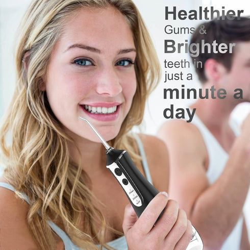 Water Dental Flosser Cordless for Teeth Cleaning Water Pick - Dental Oral Irrigator Braces Care Portable Rechargeable IPX7 Waterproof Powerful Bat...