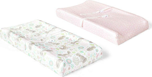 Lush Decor Baby Pixie Fox Geo Soft & Plush Changing Pad Cover, 2 Pack, Multi, 16" W x 32" L + 5" Pocket - Changing Table Pad Cover - Floral Fox Pa...