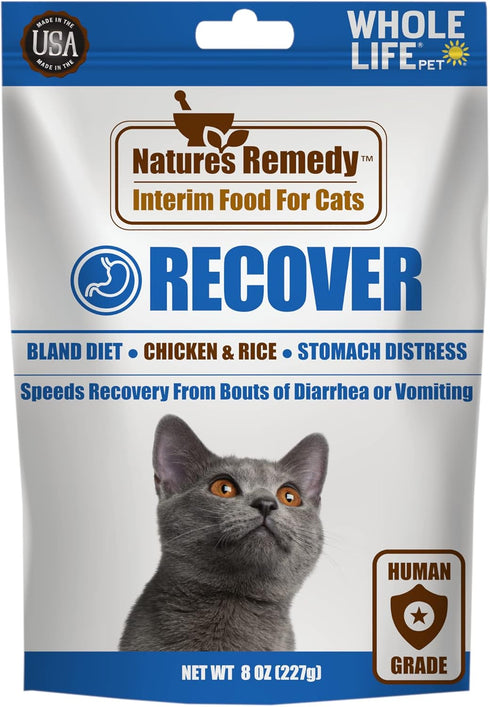 Whole Life Pet Recover. Bland Diet for Cats. Vomiting, Stomach Distress or Diarrhea Relief. Chicken and Rice. Ready in Minutes - Just Add Water...